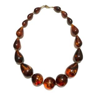Faux Amber Lucite Necklace